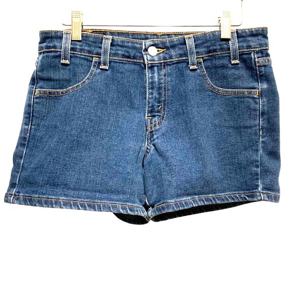 Levi's Classic 90s Mom High Rise High Waist Blue Jean Denim Shorts Red Tab JR 5 - Picture 1 of 8